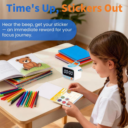 Refill Kit for Minizoo Sticker Timer, 2 Cartridges with 400 Stickers and 2 Reward Chart Pads, 400 pcs Medal Stickers and 48 Pages Charts for ADHD Focus, Classroom & Home Study Tool