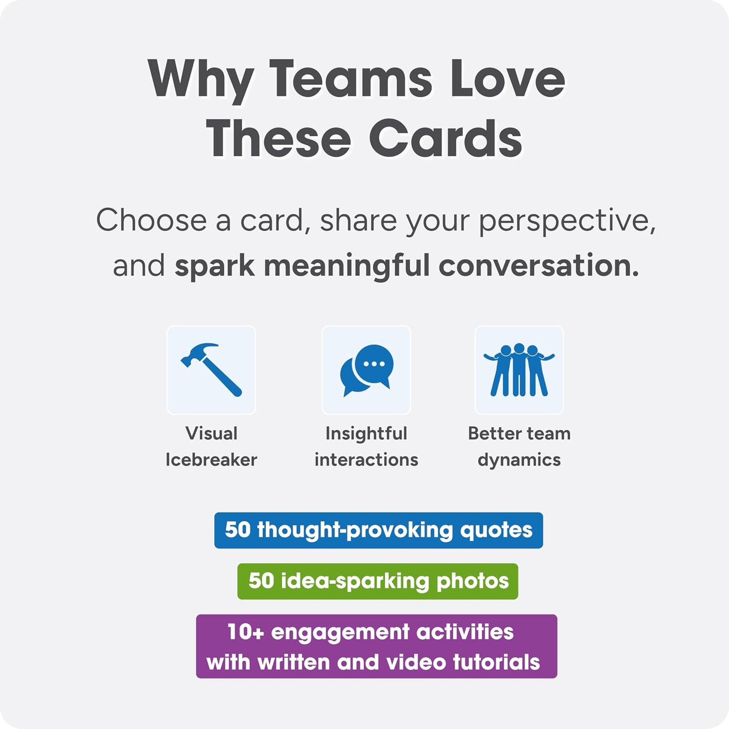 We! Connect, Ice Breaker Conversation Cards for Teams,10+ Activities | 20 fun, 20 deep & 20 self-reflection cards with10-plus activity guides & videos for workplace & education, featured by TEDx