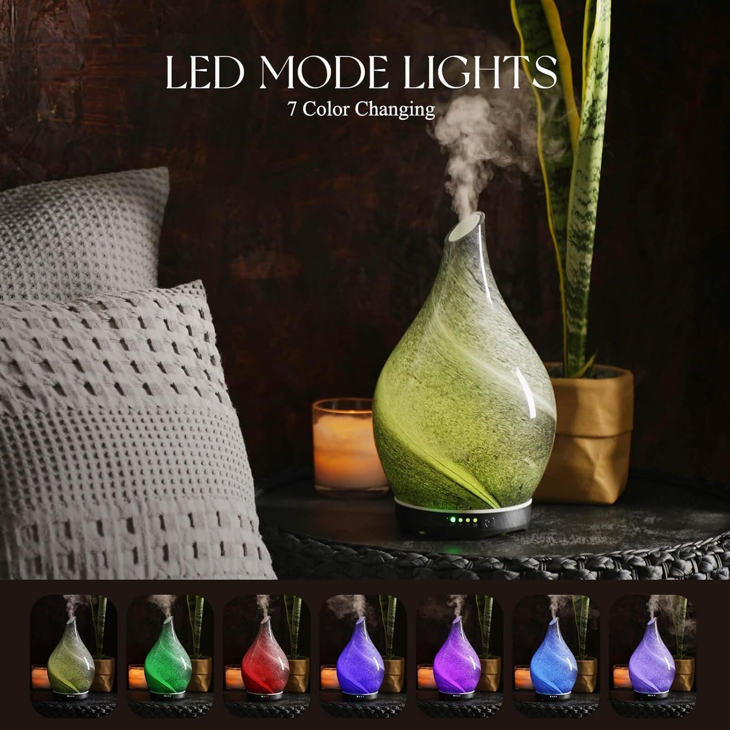 Porseme 280ml Remote Essential Oil Diffuser 3D Glass Ultrasonic Mist 7H | Elegant Handmade Glass Aroma Diffuser with 7-color LEDs, Quiet Aromatherapy and Safe Auto Shut-off, Perfect for Gifts