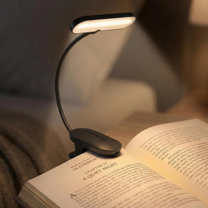 Clip-On Book Light for Reading at Night - Rechargeable 14 LEDs with 3 Color Modes & Stepless Dimming, Eye-Care USB-C Charging, 70-Hours, 360° Flexible Gooseneck - Perfect for Books, Bedtime Reading
