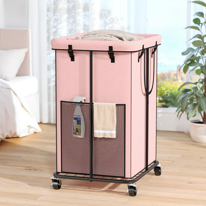 Laundry Hamper with Wheels, 150L Rolling Laundry Basket with Bag & Handles | Sturdy Metal Frame | Removable Bag | Large & Tall Dirty Clothes Hampers for Laundry Room, Bedroom, Dorm, Bathroom-Black