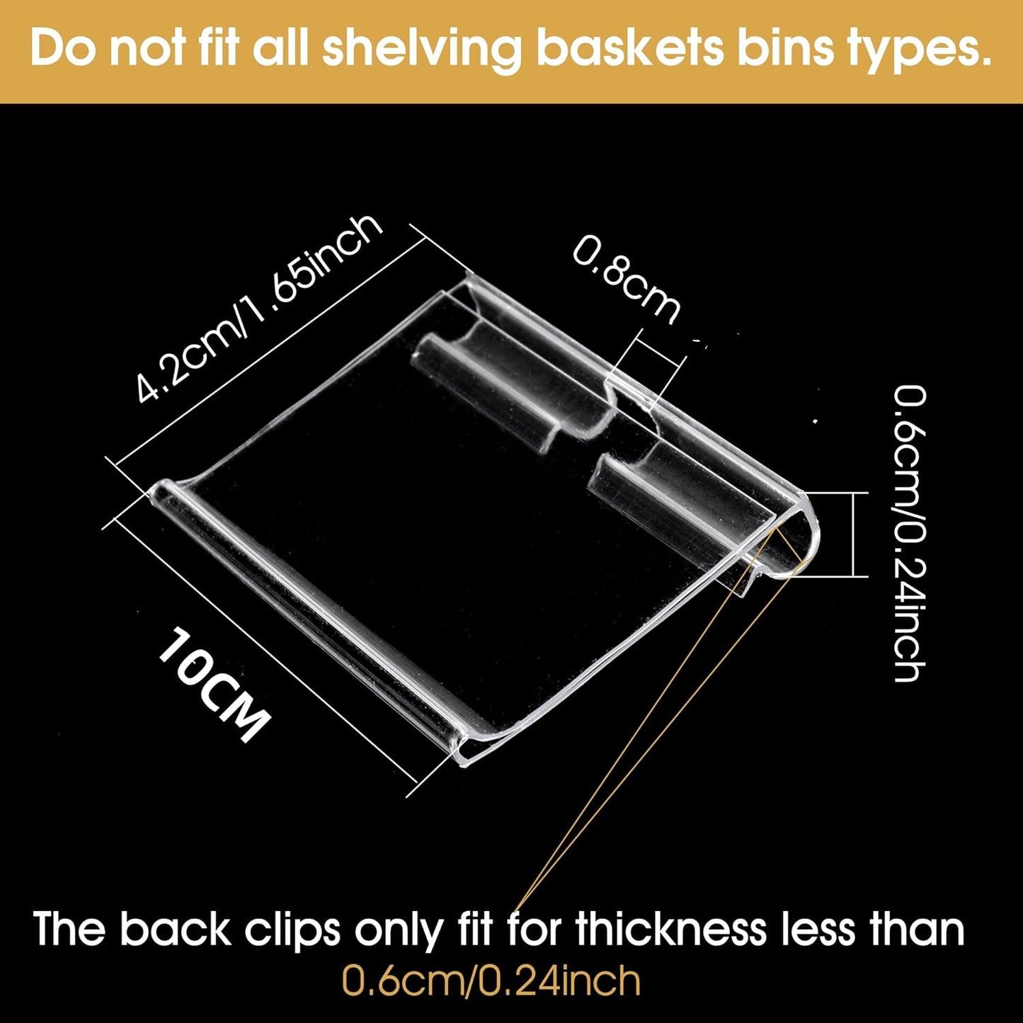 50pcs Labels for Storage Bins Plastic Label Clip, Basket Labels Clip On Wire Shelf Price Label Holder Merchandise Sign Display Holder, 50pcs Label Insert Included (1.96IN*1.65IN)