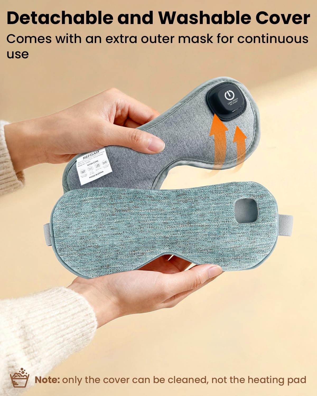 Cordless Heated Eye Mask, Rechargeable Mask with 4 Heat Levels for Dry Eyes | Fast Heating Mask with Washable Covers for Sleep, Travel, MGD, Blepharitis, 1500mAh Large Battery, Purple & Beige
