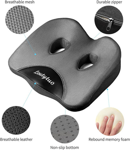 LOUTYTUO Seat Cushion Pillow,100% Memory Foam and Washable Cover,for Office Chair,Car Seat and Wheelchair, Soft Support Seat Cushion