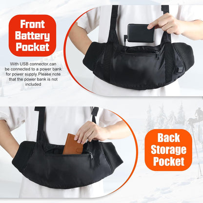 10000mAh Heated Hand Warmers Pouch(Includes Power Bank) | Electric Heated Hand Muff with 3-Level Heat Setting, Rechargeable Power Bank, Adjustable Strap, 2 Pocket for Hunting, Camping