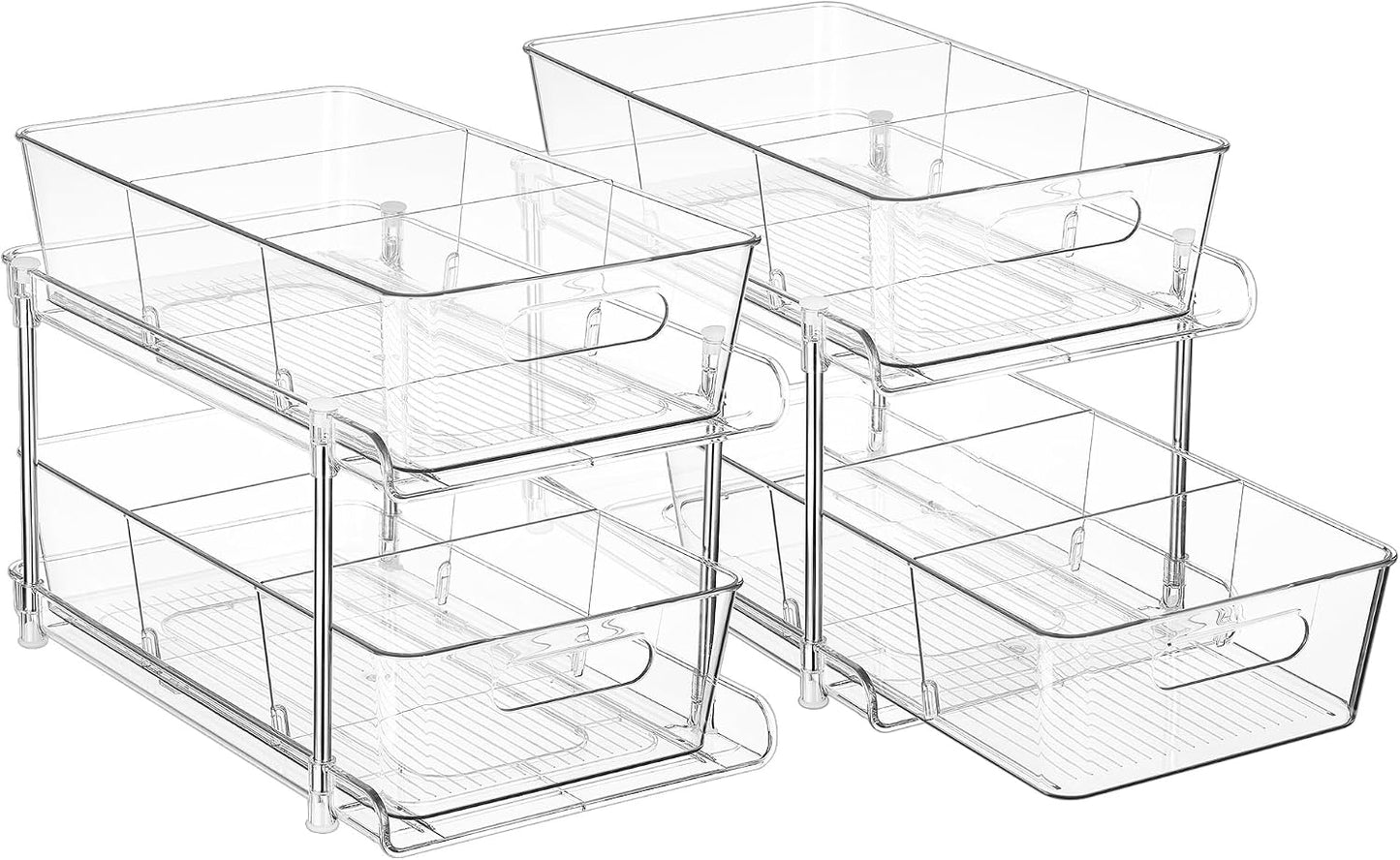 Vtopmart 2 Pack Pull Out Bathroom Under Sink Organizer (S-Standard) | Slide-out drawers, Multi-purpose storage, Clear visibility, Easy Set-up