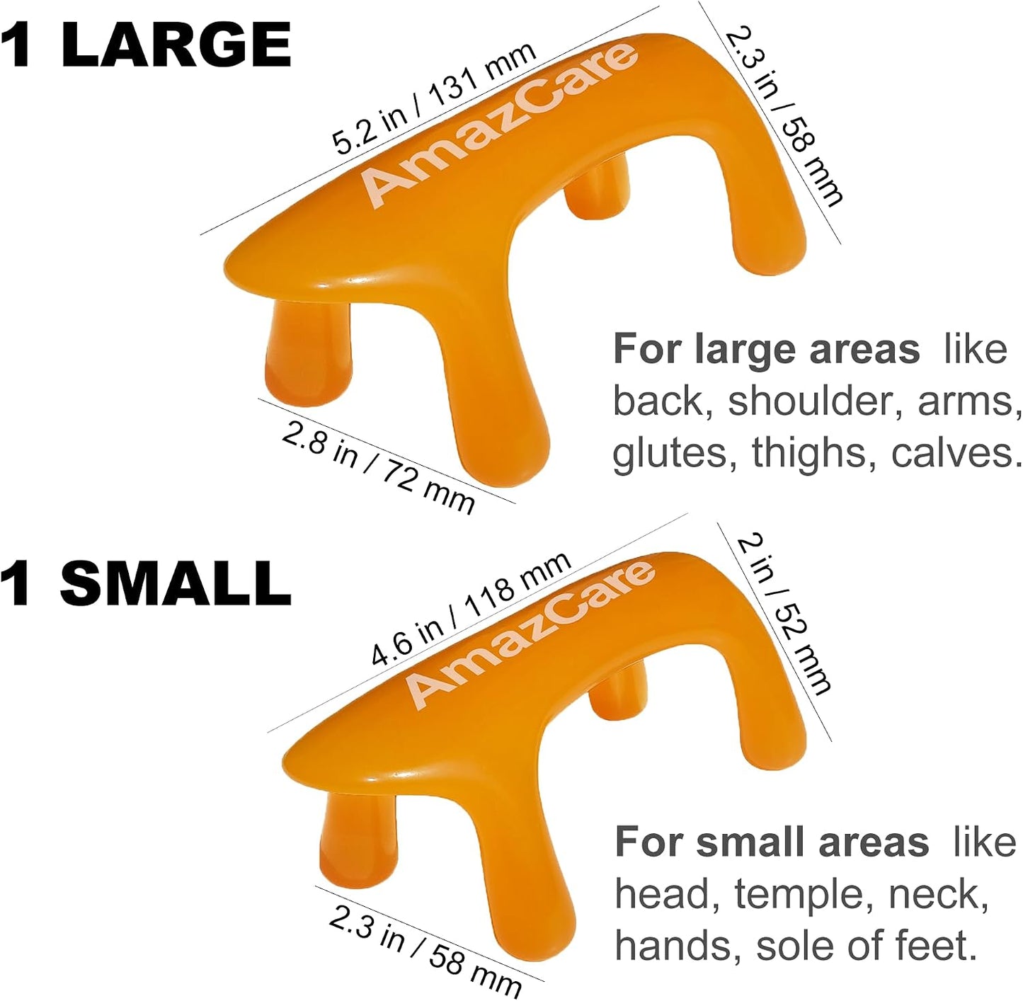 Trigger Point Massage Tool for Full Body Use. 2 Pack. | Handheld 4-Leg Pressure Point Massager for Muscle Knots Deep Tissue Myofascial Release Pain Relief Rehab. Durable Resin
