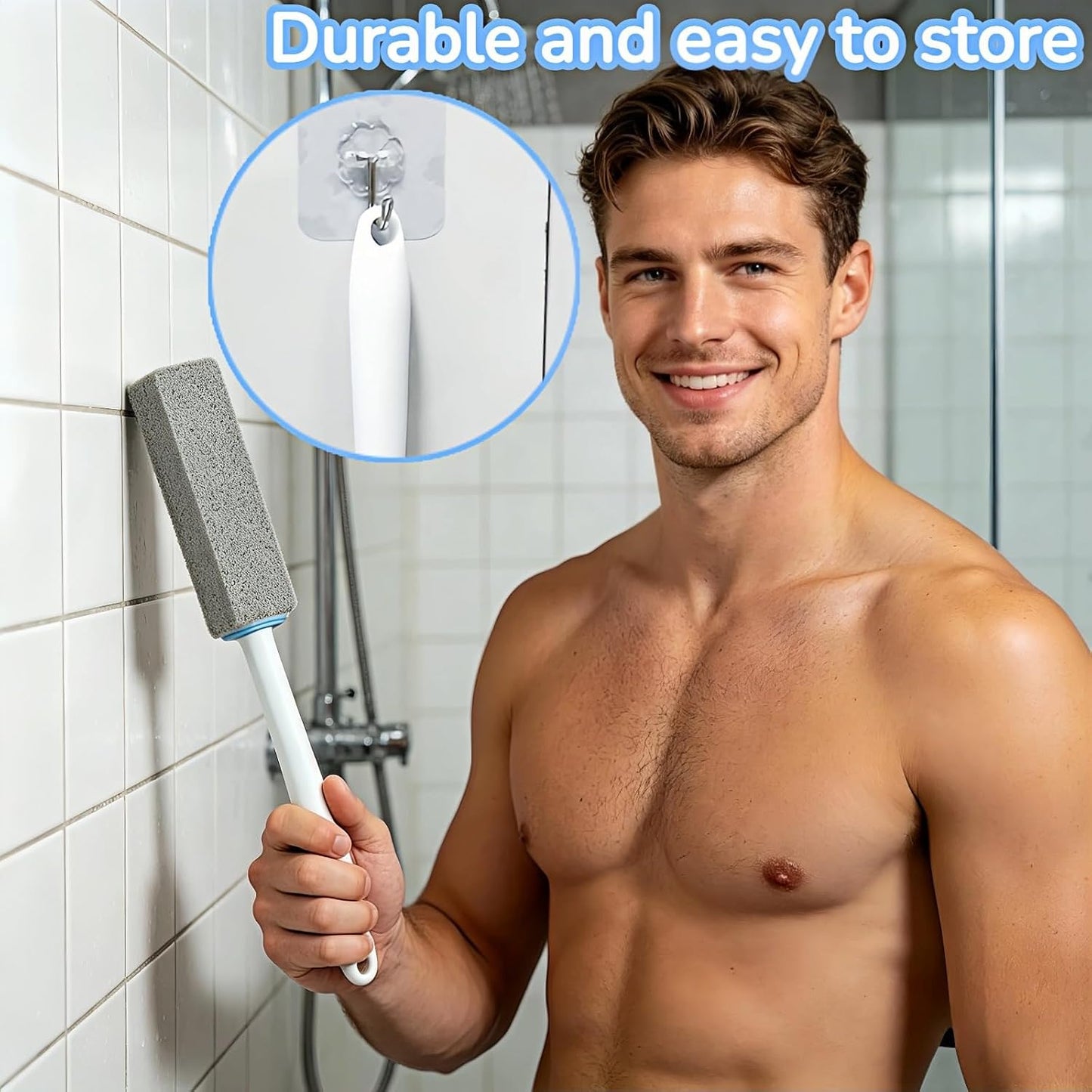 Btolin 2 Pack Pumice Stone Toilet Cleaner with Handle – Heavy Duty Hard Water Ring & Limescale Remover for Toilet, Pool, Tub, Sink – No Scratches, Chemical-Free, Ergonomic