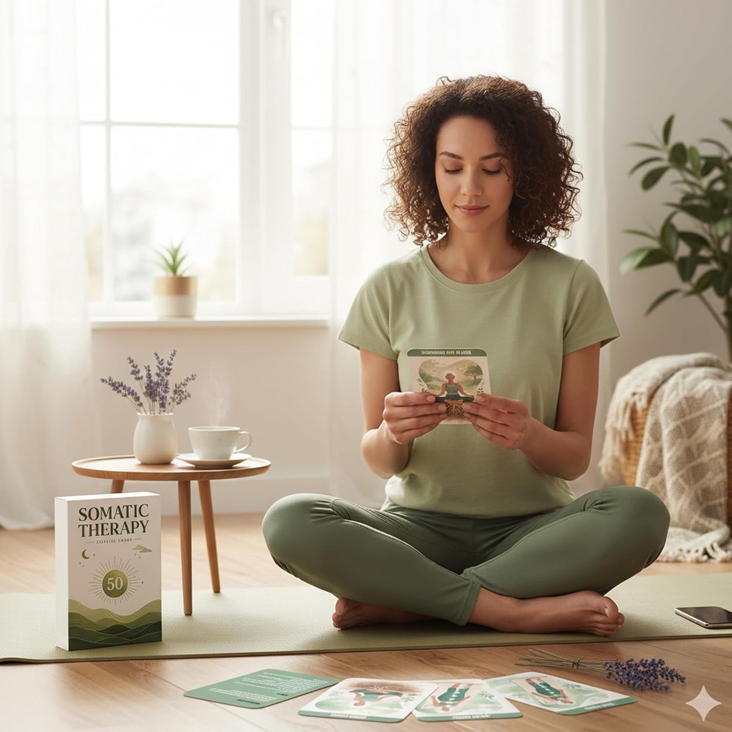 Somatic Therapy Exercise Cards, 50 Nervous System Regulation Tools for Anxiety Relief & Stress Soothing, Therapy Practice Cards with Display Stand, Mindfulness, Breathwork, Grounding, Movement