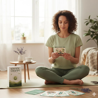Somatic Therapy Exercise Cards, 50 Nervous System Regulation Tools for Anxiety Relief & Stress Soothing, Therapy Practice Cards with Display Stand, Mindfulness, Breathwork, Grounding, Movement