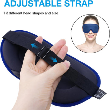 LYSIAN 3D Blackout Sleep Mask for Side Sleepers, 5 Pairs Ear Plugs, Black