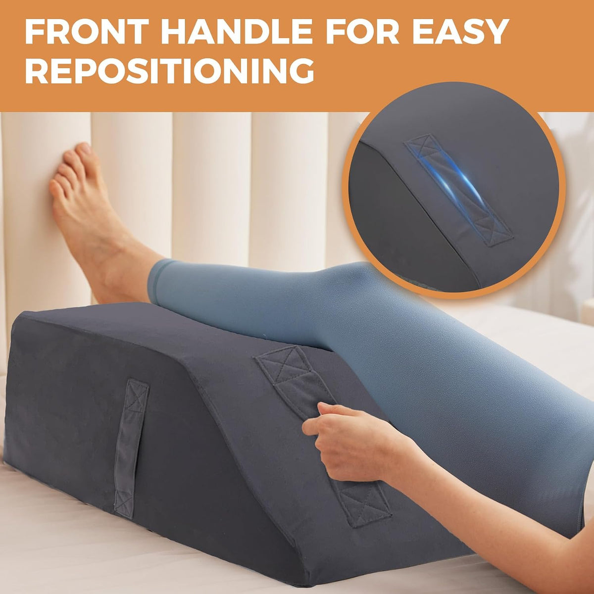 BIEEZZK Leg Elevation Pillow Blood Circulation, 23.6×16.8×8in, White/Grey