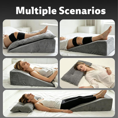 Leg Elevation Pillows for After Surgery, Height-Adjustable Knee Replacement Recovery Wedge Pillow for Single Leg with Removable Thick Soft Cushion for Hip Ankle Knee Relief Keep Leg Straight
