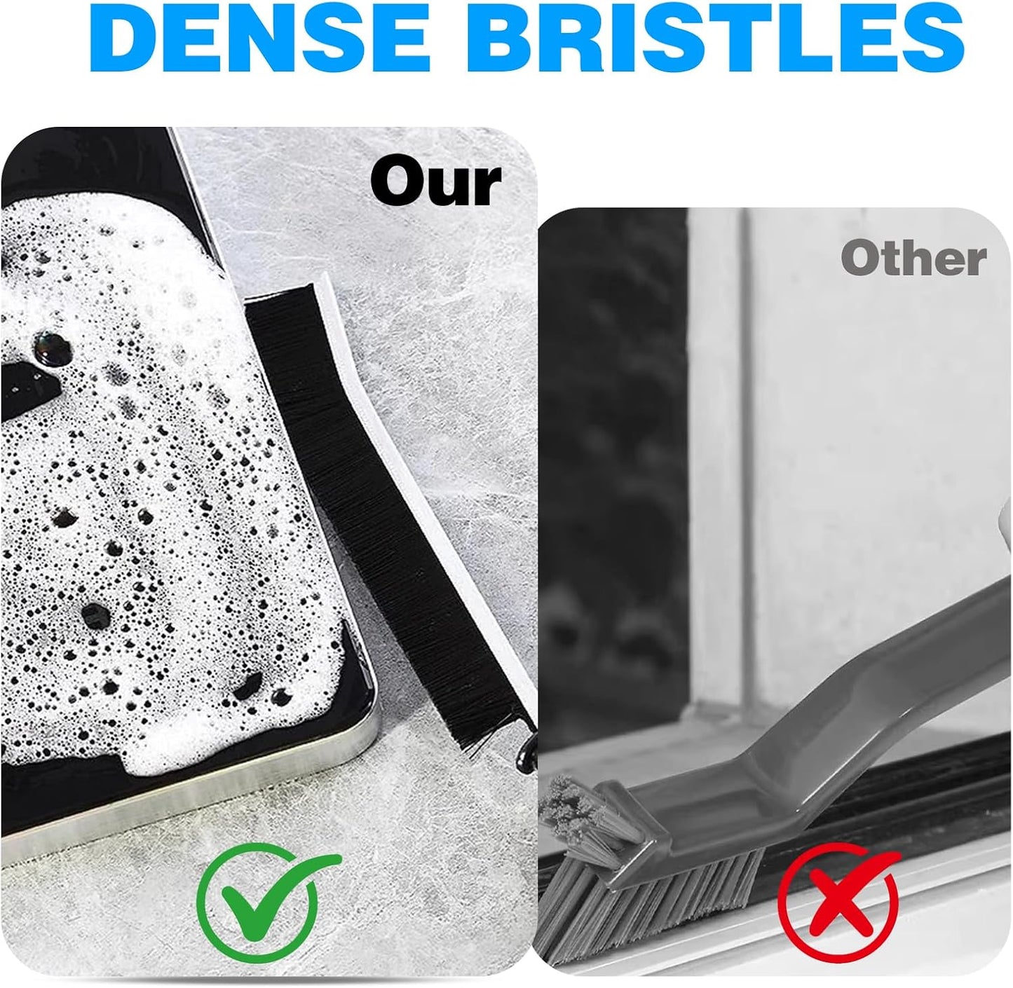 Crevice Cleaning Brush 9-Pack - Heavy Duty Hard Bristle Gap Brush for Deep Cleaning - Ultra-Thin Window Track Cleaning Tool for Shower Grout