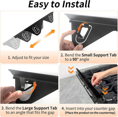 Stainless Steel Stove Gap Covers (2 Pack), Stove Gap Filler, Stove Counter Gap Guards for Kitchen, Range Trim Kit, Easy Clean with Heat Resistant, Adjustable Length 13.8” to 27.6”, Width 0.79"
