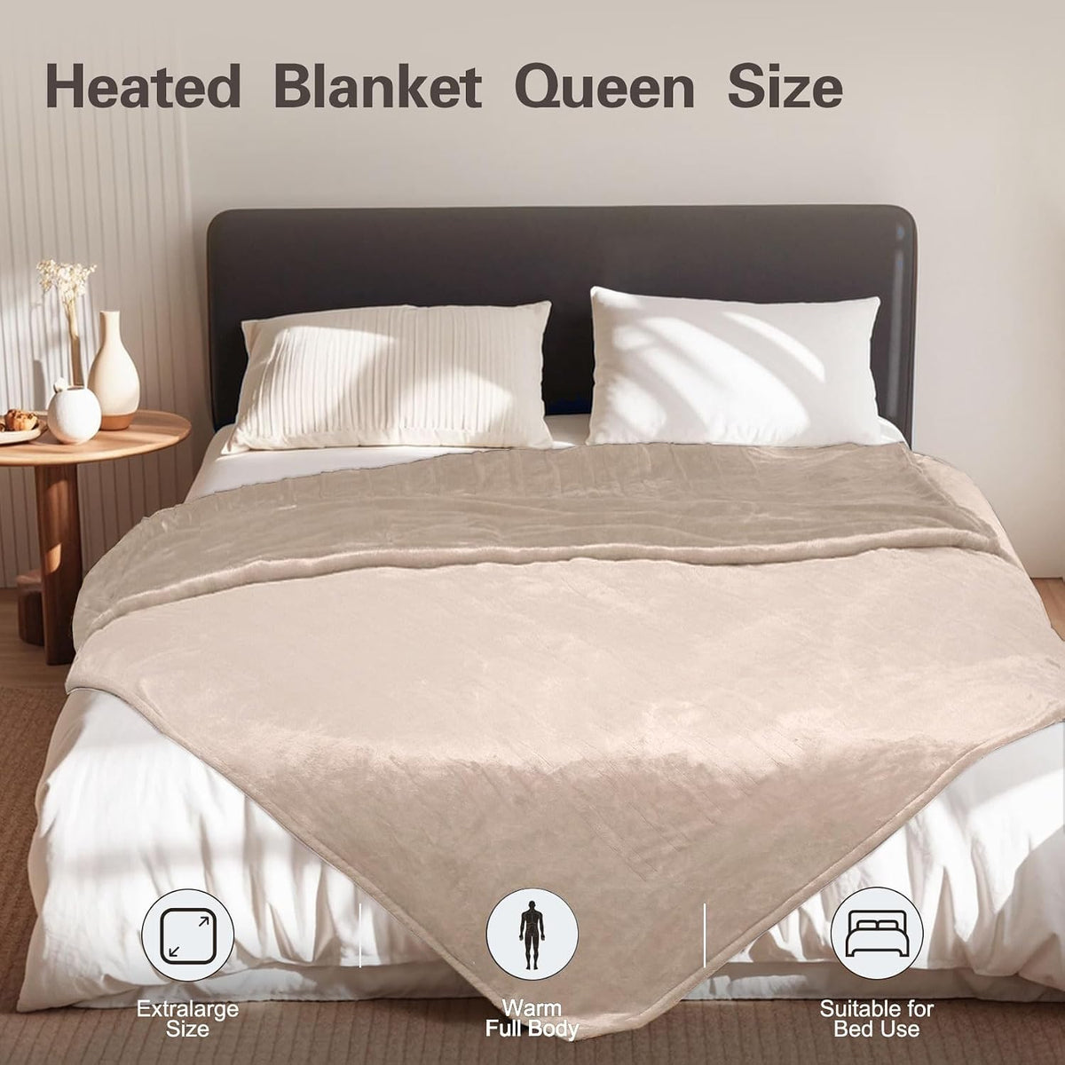 Tefici Heated Blanket Throw,Ultra Soft 2-Layer Flannel Electric Blanket
