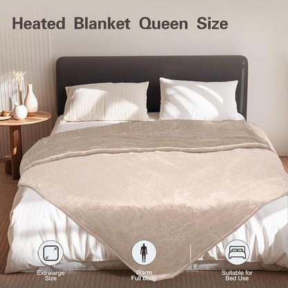 Tefici Heated Blanket Throw,Ultra Soft 2-Layer Flannel Electric Blanket