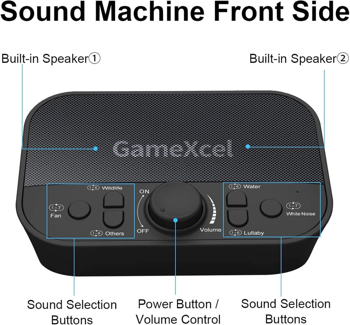 GameXcel White Noise Sound Machine for Sleep - 38 Soothing Therapy Sounds