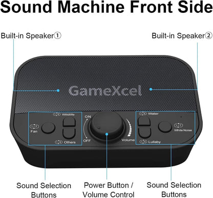 GameXcel White Noise Sound Machine for Sleep - 38 Soothing Therapy Sounds
