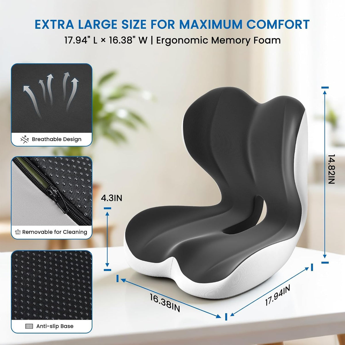Car Seat Cushion Reducing Sciatica Pressure, Back & Tailbone Comfort