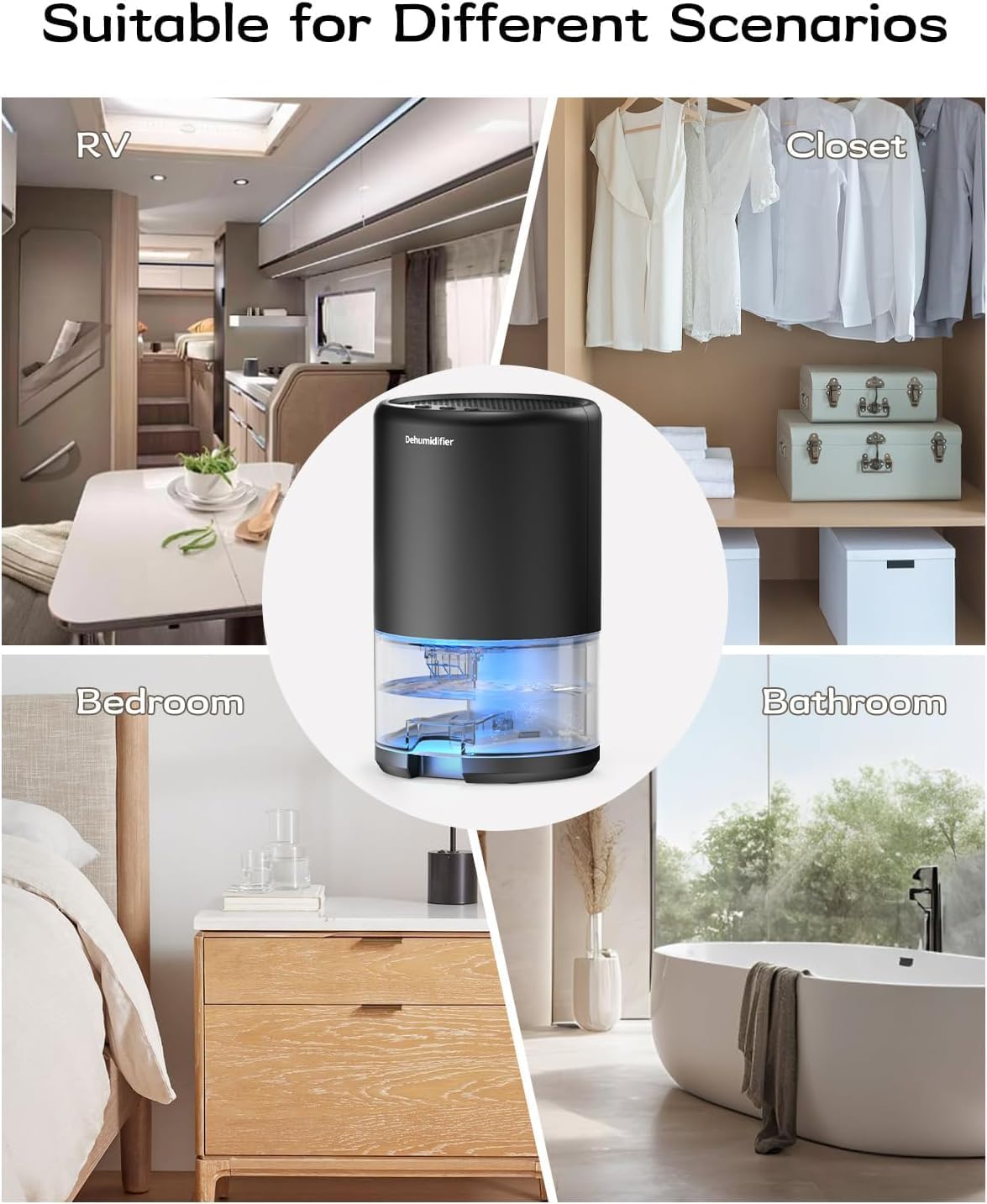 Dehumidifier, 35 oz Small Dehumidifiers for Home, Bathroom, Bedroom, Rooms, Ultra-Quiet with Sleep Mode, 7 Color Lights & Auto Shut Off, Compact & Portable for Closet, RV, Basement, Energy Saving