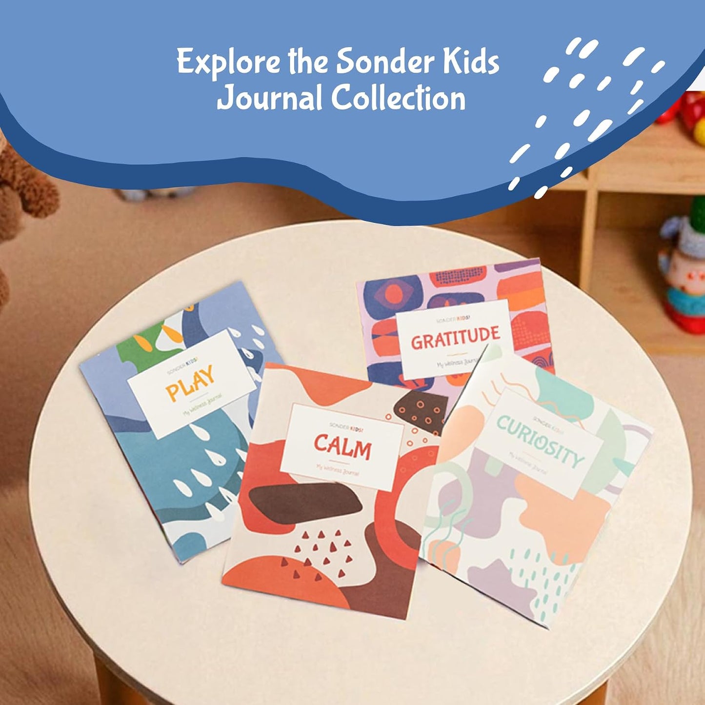 Sonder Kids Wellness Gratitude Journal - Kids Journal for Girls and Boys, Hands-On Activities like Crosswords, Coloring and Nature Prompts, Undated, Ages 6-12, 56 pages
