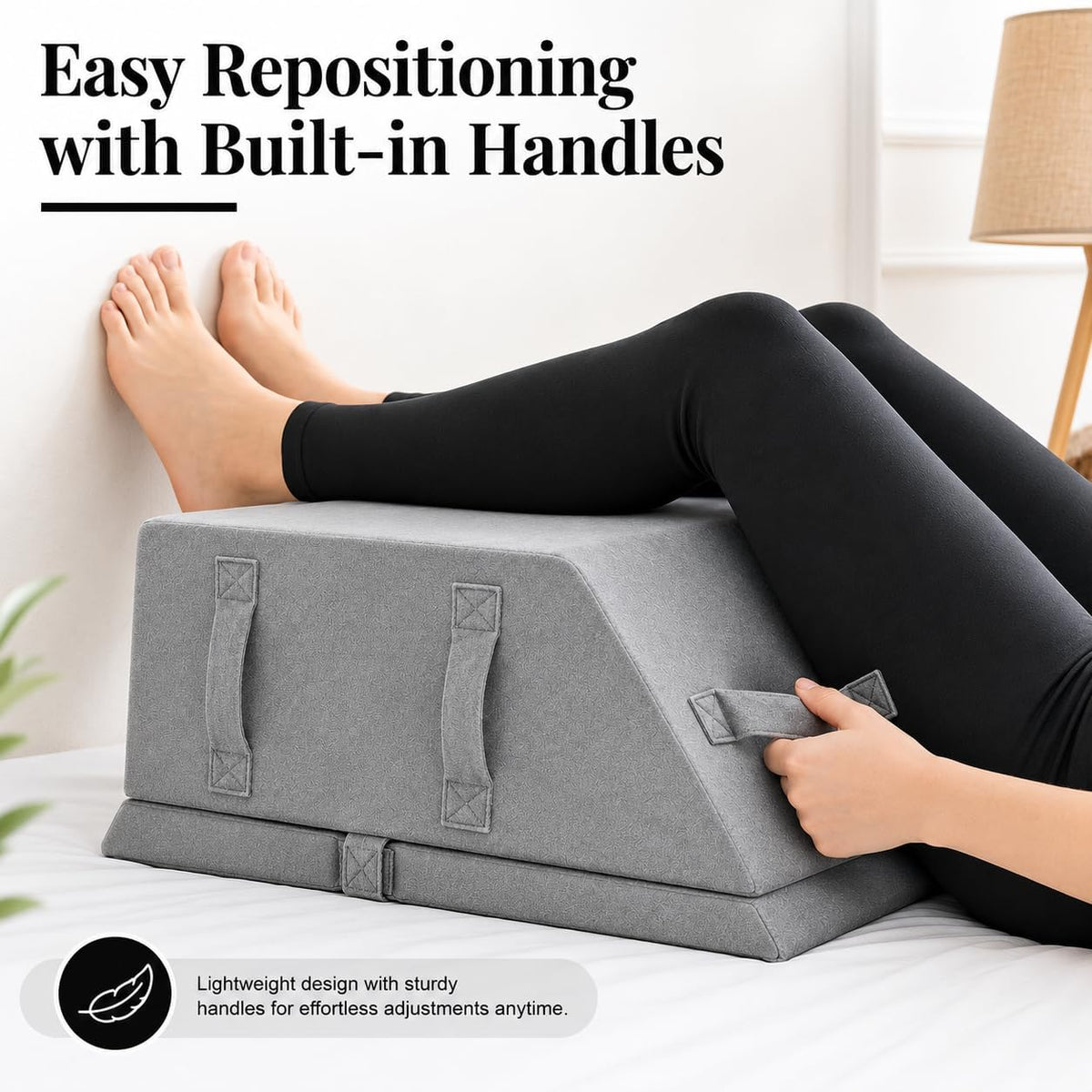 Leg Elevation Pillow for Sleeping, Adjustable Leg Pillow with Memory Foam, Wedge Pillow for Legs to Reduce Swelling, Sciatica, Knee, Hip & Back Pain Relief, Post Surgery Recovery