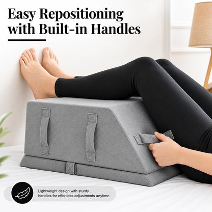 Leg Elevation Pillow for Sleeping, Adjustable Leg Pillow with Memory Foam, Wedge Pillow for Legs to Reduce Swelling, Sciatica, Knee, Hip & Back Pain Relief, Post Surgery Recovery