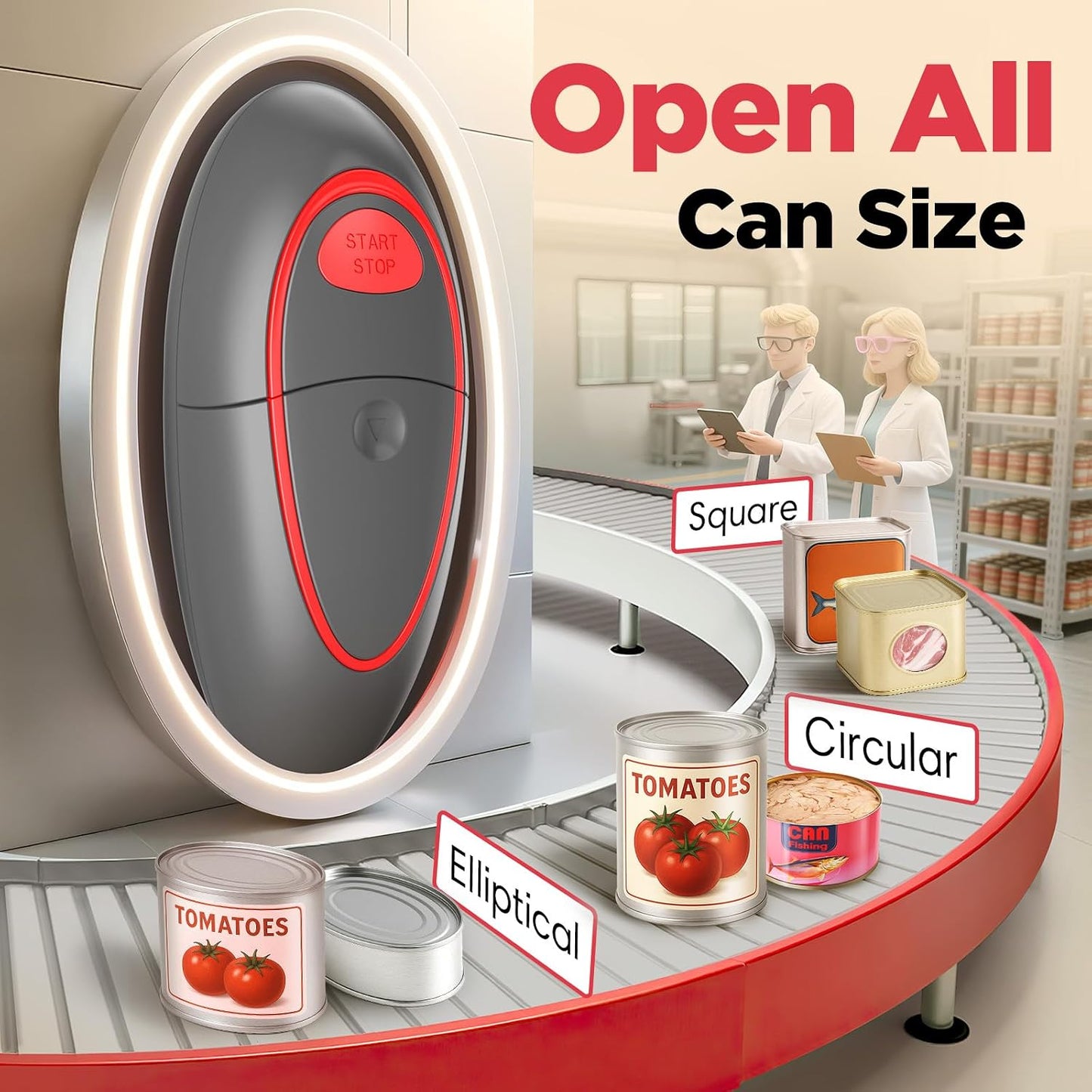 Electric Can Opener Fits Almost All Can Sizes for Seniors with Arthritis, Hand Held Battery Operated Can Opener with Smooth Edge, Food Safe Kitchen Gadgets Automatic Can Opener for Kitchen