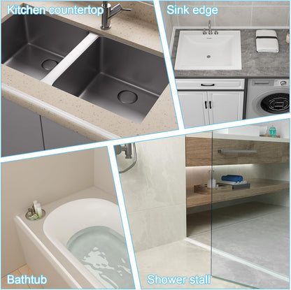 Duzzy Shower Threshold Water Dam Guard, Silicone Rubber Shower Door Bootom Seal Strip for Walk in Shower (39 Inch, Clear)