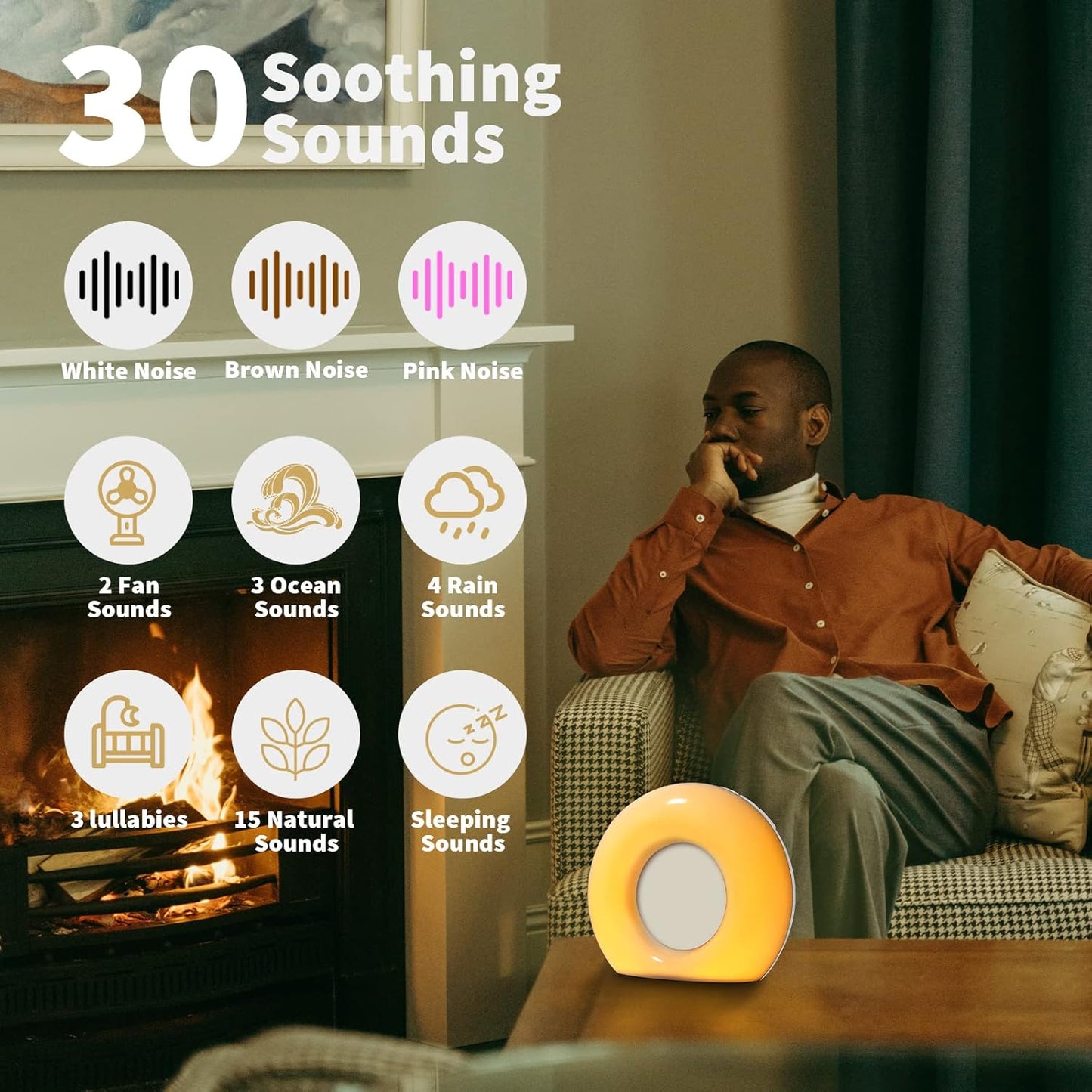 DailyBody Sound Machine White Noise Machine with 30 Soothing Sounds 12 Colors Night Light 32 Levels Volume 5 Timers & Memory Function Effectively Blocks Noise Ideal Sleep Machine for Baby Kids Adults
