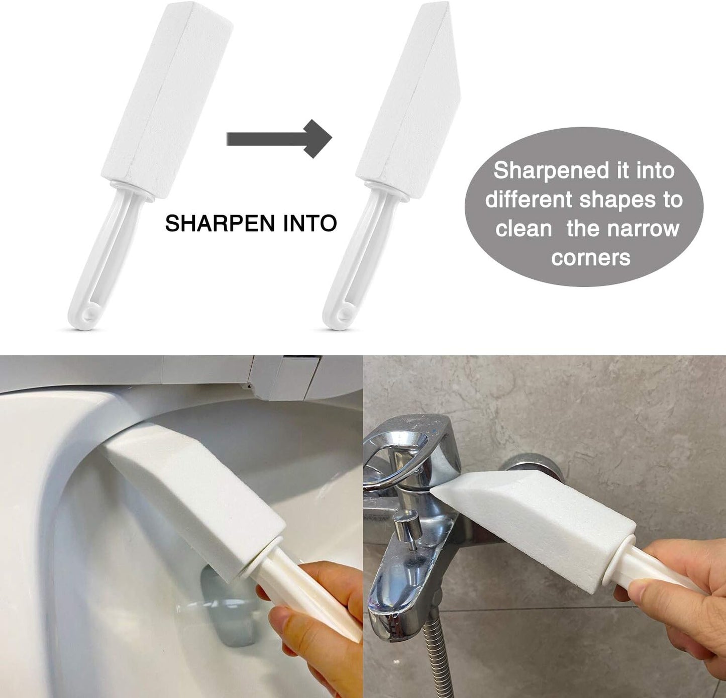 3 Pack Pumice Stone for Toilet Bowl Cleaning with Handle, Scouring Stick Remove Toilet Bowl Hard Water Rings, Calcium Buildup and Rust for Cleaning Toilet, Bathroom, Kitchen Sink, Grill (Gray)