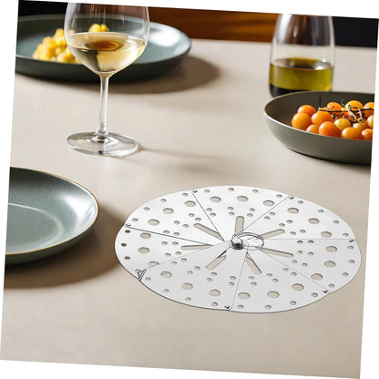 BESPORTBLE Adjustable Stainless Steel Overflow Cover with Filter Kitchen Anti-spill Lid for Pots and Steamers Food-grade Multi-use Spill Stopper with Easy-handle Ring