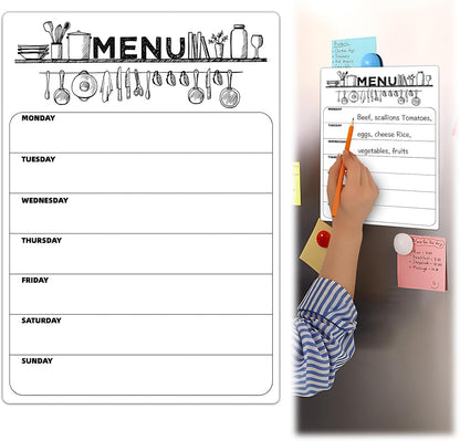 Magnetic Dry Erase Weekly Meal Planner for Refrigerator | Menu Magnet for Fridge, Grocery Shopping List, Family Schedule Planning List Boards, 8.5x12 inch