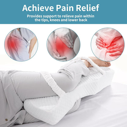 HOMBYS Memory Foam Knee Pillow for Side Sleepers-Leg Pillow for Sleeping with Straps,Hip & Leg Elevation for Pregnancy and Relief Lower Back Pain, Separates The Knees for Body Alignment (28"x11"x4")