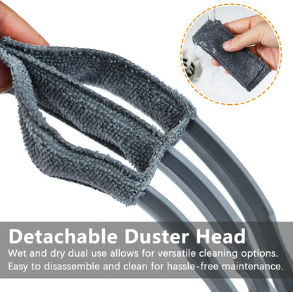 Window Blind Cleaner Duster Brush, 1 Brush with 4 Upgraded Microfiber Sleeves, Washable and Reusable, Blind Cleaner Tools for Window Blinds, Air Conditioner, Jalousie (Grey)