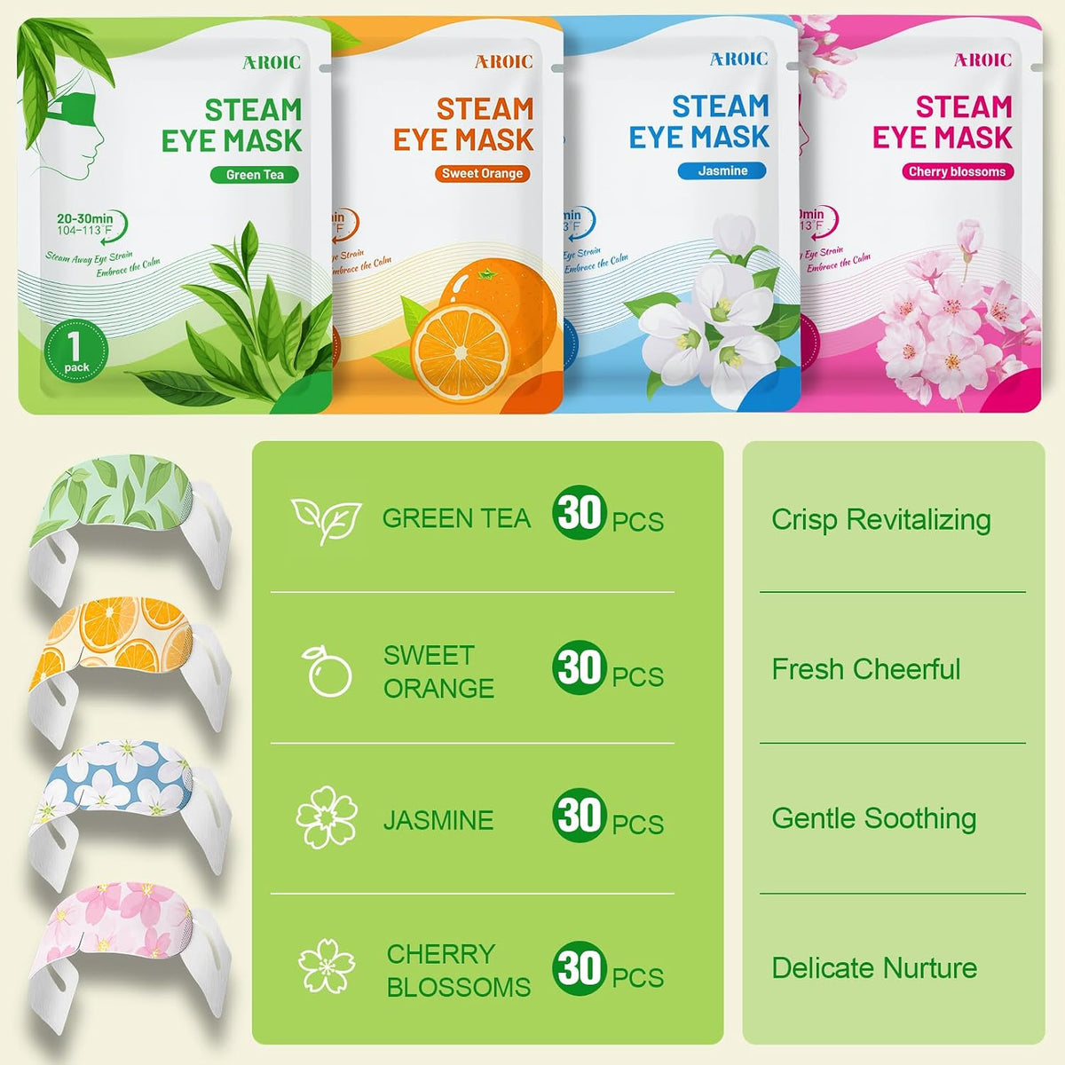 60 Pack Steam Eye Masks Disposable, Heated Eye Mask Warm Compress for Eyes