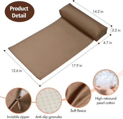 WdFour Velvet Neck & Head Pillow for Recliner Chair, Small Ergonomic Cervical Support Pillow for Home, Office and Travel, Non-Slip Cushion for Tension Relief & Shoulder Comfort (Chocolate)