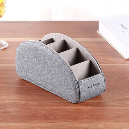 Pu Leather TV Remote Control Holder with 5 Compartments,Remote Caddy/Tray | Bedside Table Desk Storage Box/Organizer for Pen,DVD,Blu-Ray,Media Player,Heater Controller,Cosmetics,Glasses,Office Supplies