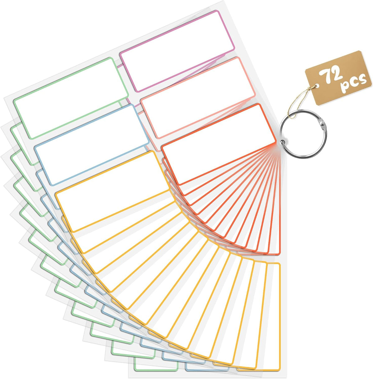PPB Dry Erase Labels Stickers, Reusable Waterproof Removable Notes for Storage Bins, Freezer, Kitchen, Classroom, Whiteboard, All Purpose Use (1.2”x 2”, Multicolor, 60 Dots)