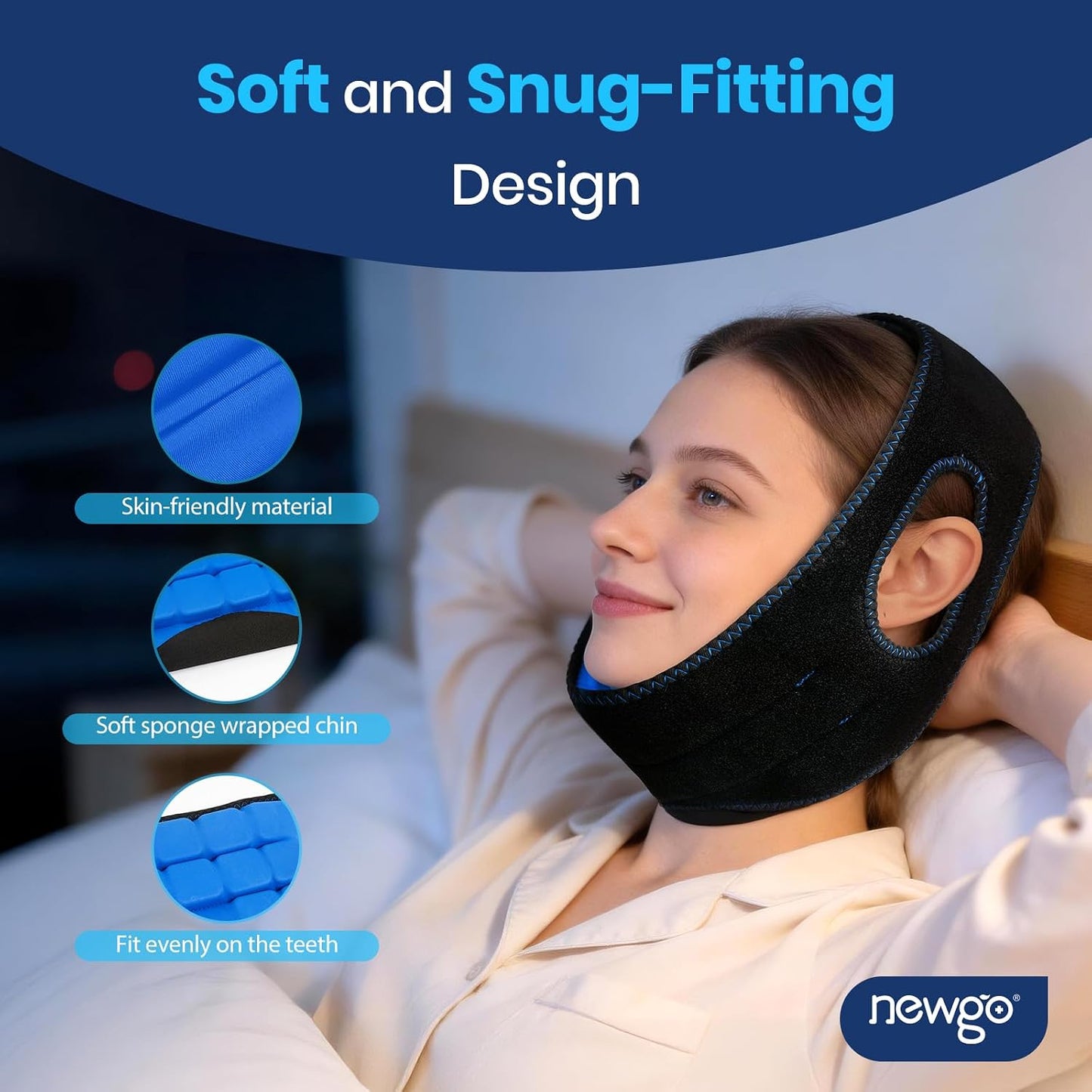 NEWGO Wisdom Teeth Ice Pack Head Wrap for Face Oral Surgery, FSA Eligible | Face Ice Pack with 4 Hot Cold Gel Pack for TMJ, Tooth Extraction, Tonsillectomy Recovery