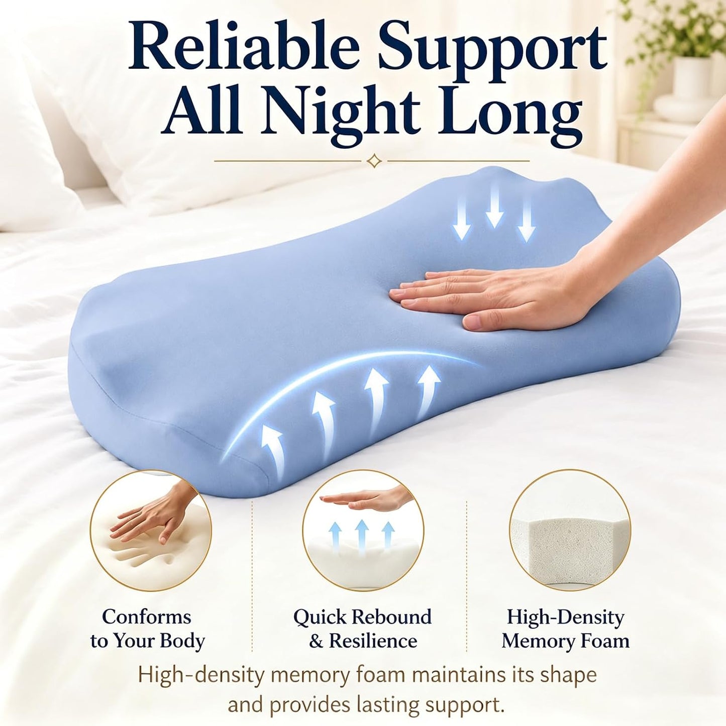 Fledano Lumbar Support Pillow for Bed – Memory Foam Lower Back Pain Relief Pillow for Sleeping, Ergonomic Lumbar Pillow for Side & Back Sleepers, Sciatica & Hip Pain Relief, Washable Cooling Cover