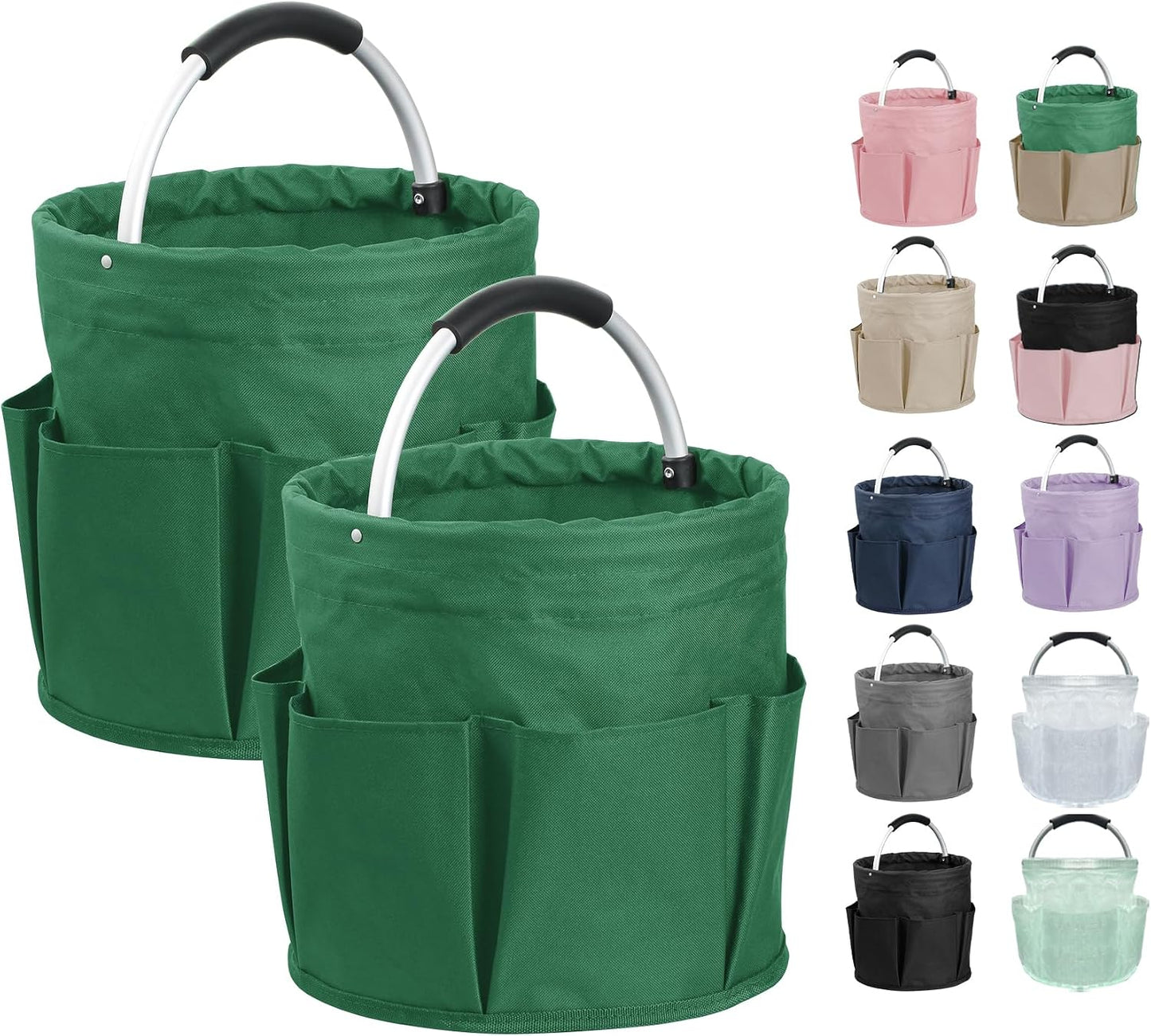 17L Cleaning Caddy with Handle and 6 Pockets, Foldable Cleaning Supply Caddy, Portable Shower Caddy in 600D Oxford Fabric, Multifunctional Storage Basket for Camping, Gardening, Black