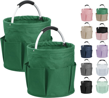 17L Cleaning Caddy with Handle and 6 Pockets, Foldable Cleaning Supply Caddy, Portable Shower Caddy in 600D Oxford Fabric, Multifunctional Storage Basket for Camping, Gardening, Black