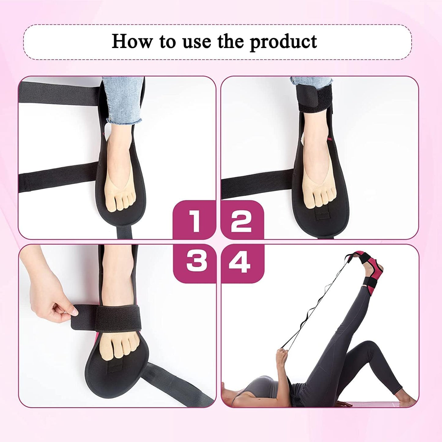 Foot and Calf Stretcher for Plantar Fasciitis, Heel Spurs, Foot Drop & Achilles Tendonitis, Improve Muscle Strength Relief Foot Pain Yoga Stretching Strap Leg Stretcher for Thigh Calf and Hamstring