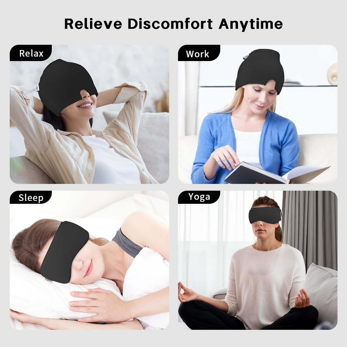 my novel things Migraine Relief Cap, Ice Headache Relief Mask Cold Cap Set
