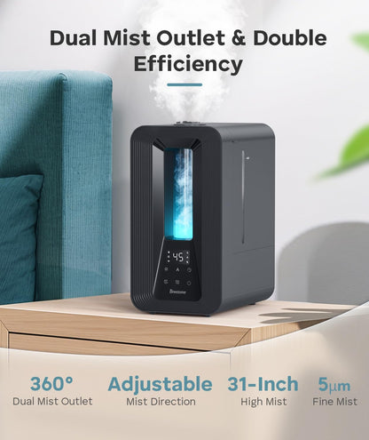 BREEZOME 6L Humidifiers for Bedroom, Cool Mist Top Fill Humidifier with Aroma Diffuser, Humidistat, Night Light, 50H Runtime, Quiet Ultrasonic Humidifiers for Home Large Room, Baby Nursery, Plants | Top Fill, Sleep Mode Ultrasonic Quiet 25dB, Aroma