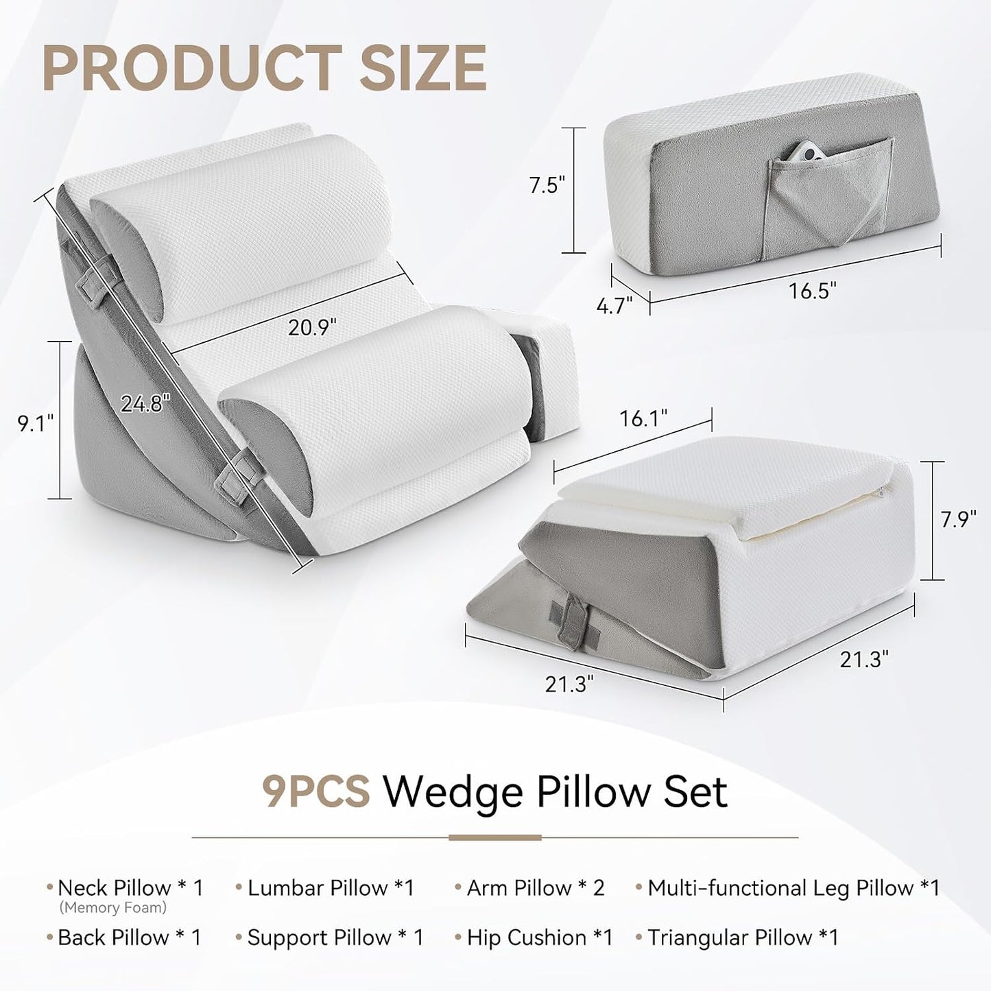 Yojoker Leg Elevation Pillows for Swelling, Memory Foam Wedge Pillow for Legs Blood Circulation, Leg Elevation Pillows for After Surgery, Knee Wedge Pillow for Sleeping Back Hip Ankles Relief