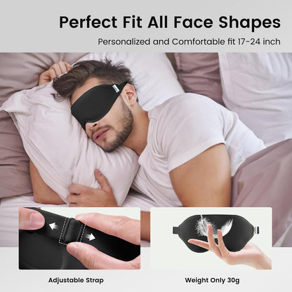 Audree Sleep Eye Mask for Men and Women - Perfect Blackout 3D Eye Mask for Restful Sleep | 100% Light Blocking with Nose Bridge Design | Soft Comfort Eye Shade Cover for Travel, Yoga, Naps (Gray)