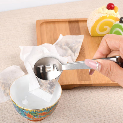 Tea Bag Squeezer, 2Pcs Gold & 2Pcs Silver, Stainless Steel | Clip On Strainer, Tea Spoon Tongs, For Loose Tea Ice Sugar Cubes, Tea Bag Holder, Tea Accessories For Tea Drinkers